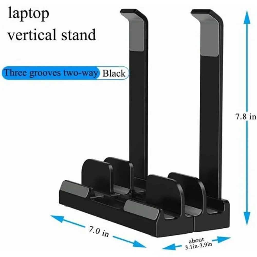Vertical Laptop Stand Desk Organizer Adjustable Triple Slot Holder for Laptops i